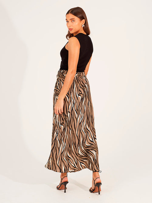 Saia comprida estampada animal print