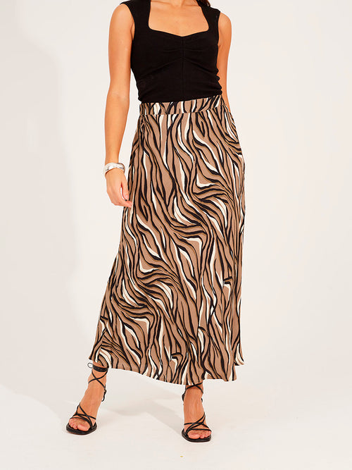 Saia comprida estampada animal print