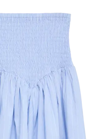 Saia Midi Smocked Azul Claro - Detalhe Cintura