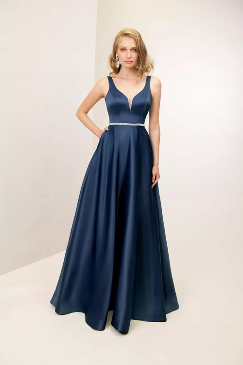 Vestido Cetim com Strass
