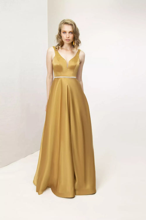 Vestido Cetim com Strass