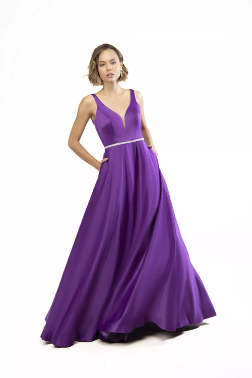 Vestido Cetim com Strass