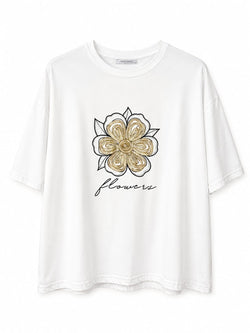 T-shirt de algodão com estampado floral