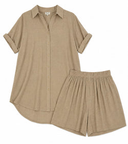 Conjunto de camisa e calções em algodão