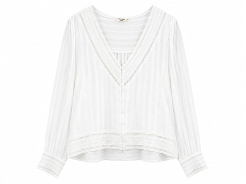 Blusa de algodão com detalhes em renda