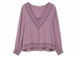 Blusa de algodão com detalhes em renda