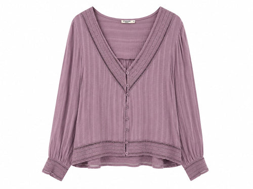 Blusa de algodão com detalhes em renda