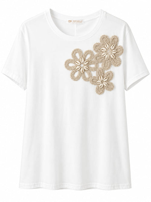 PT2601701 T-shirt flor bordada