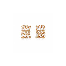 Brincos ear cuff entrelaçados com pérolas em aço inoxidável