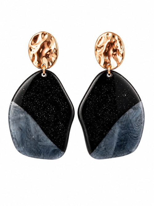 Brincos Resina Forma Irregular Topo Martelado