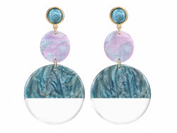 Brincos Triplos Disco Multicolor Azul e Lilás