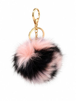 Porta-Chaves Pompom Bicolor Rosa e Preto