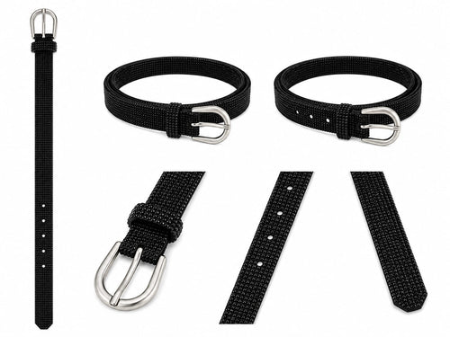 Cinto Fino Preto Micro-Cristais