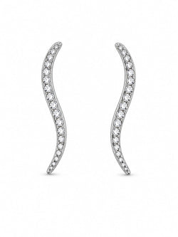Brincos Drop Ondulados em aço com Strass