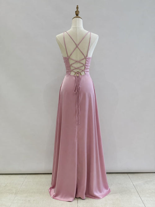 PT2601401 Satin dress with side slit