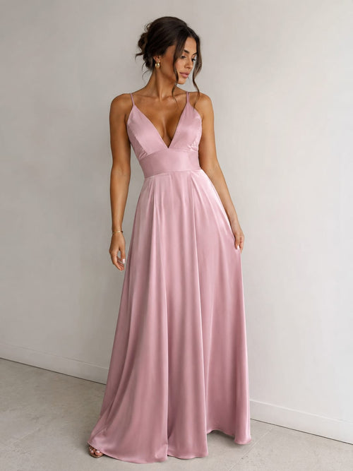 PT2601401 Satin dress with side slit