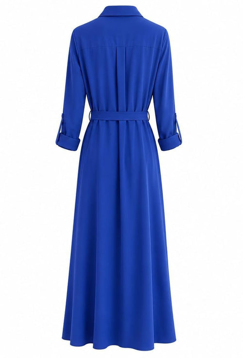 Vestido largo camiseiro com cinto