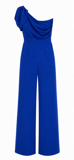 Macacão fluído One-Shoulder Azul Royal
