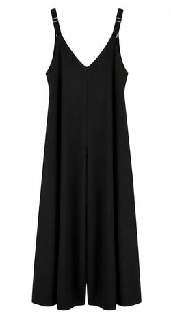 Macacão Oversize Preto Loose Fit com Alças Ajustáveis