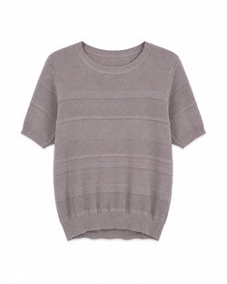 PT2601105 Blusa de malha de manga curta às riscas