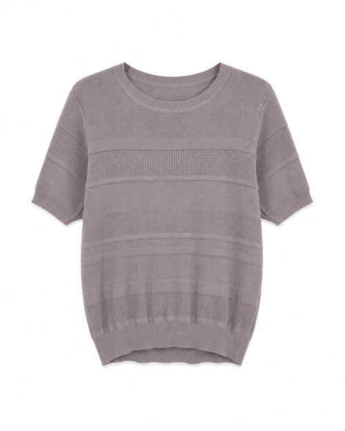 PT2601105 Blusa de malha de manga curta às riscas