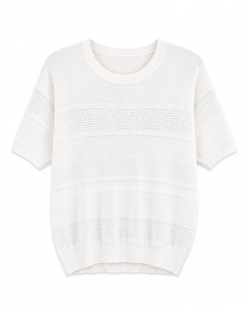 PT2601105 Blusa de malha de manga curta às riscas