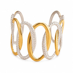Bracelete Cuff Argolas Bicolor Dourado Prateado