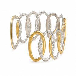 Bracelete Cuff Argolas Bicolor Dourado Prateado
