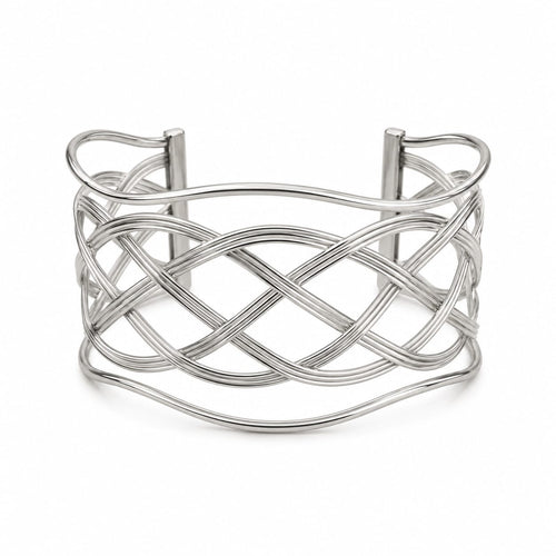 Bracelete Cuff Larga Fios Entrelaçados