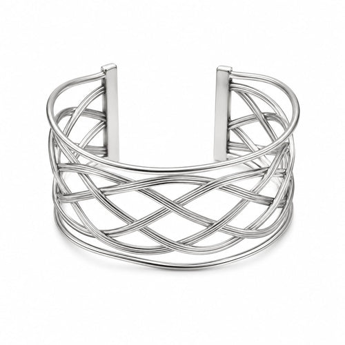 Bracelete Cuff Larga Fios Entrelaçados