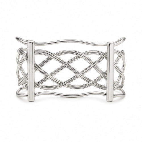 Bracelete Cuff Larga Fios Entrelaçados