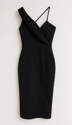 Vestido Bandage Bodycon Preto Assimétrico