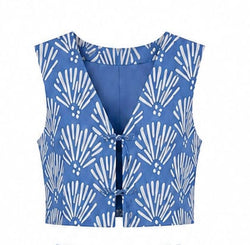 Top estampado sem mangas casual chic