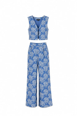 Top estampado sem mangas casual chic