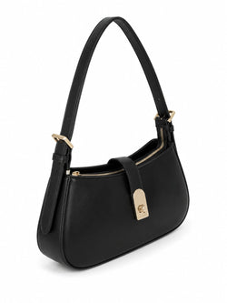 Mala Baguette Preta Fecho Twist-Lock Dourado