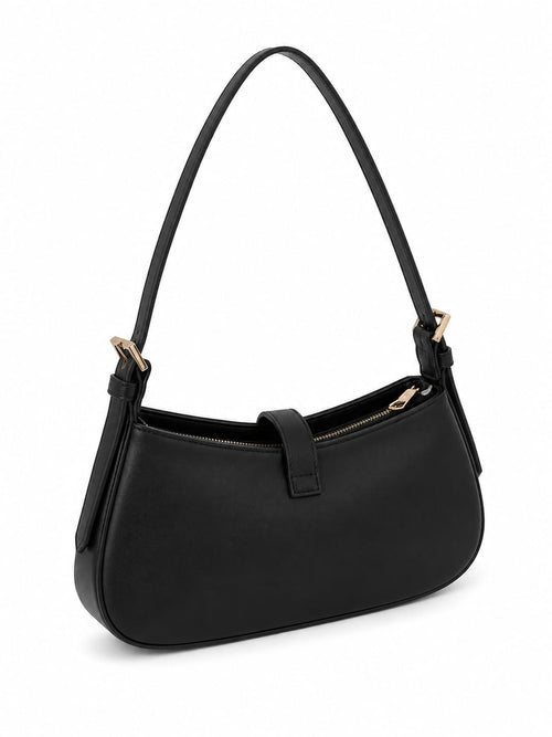 Mala Baguette Preta Fecho Twist-Lock Dourado