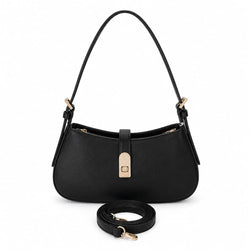 Mala Baguette Preta Fecho Twist-Lock Dourado