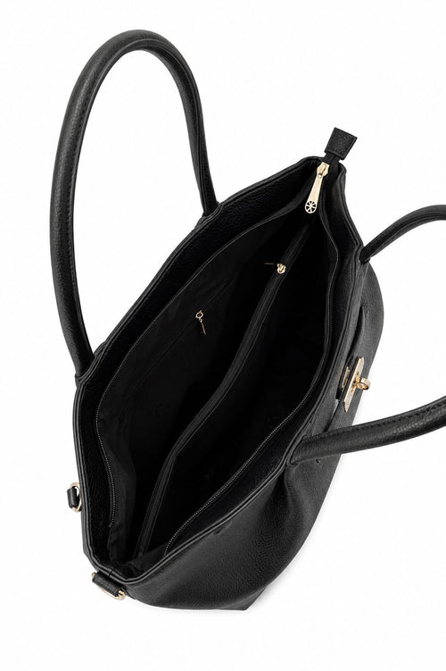 Mala Tote Gallantry Preta Fecho Twist-Lock