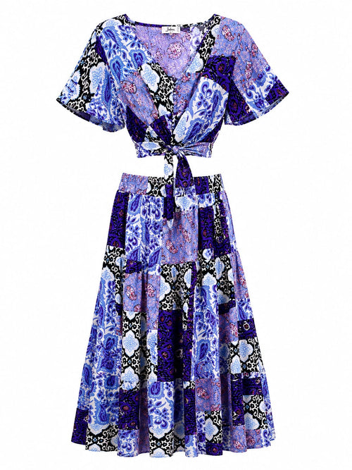 Conjunto Patchwork Floral lilás - Conjunto