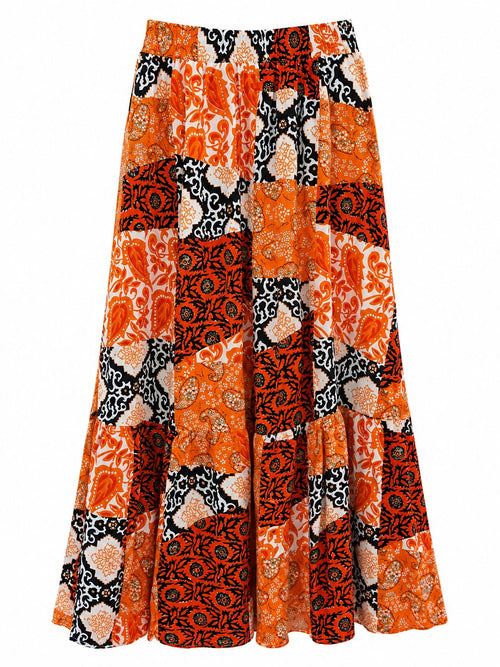 Conjunto Patchwork Floral Laranja - Saia