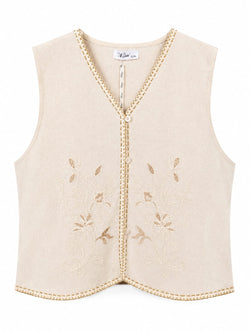 Colete bordado floral Cru