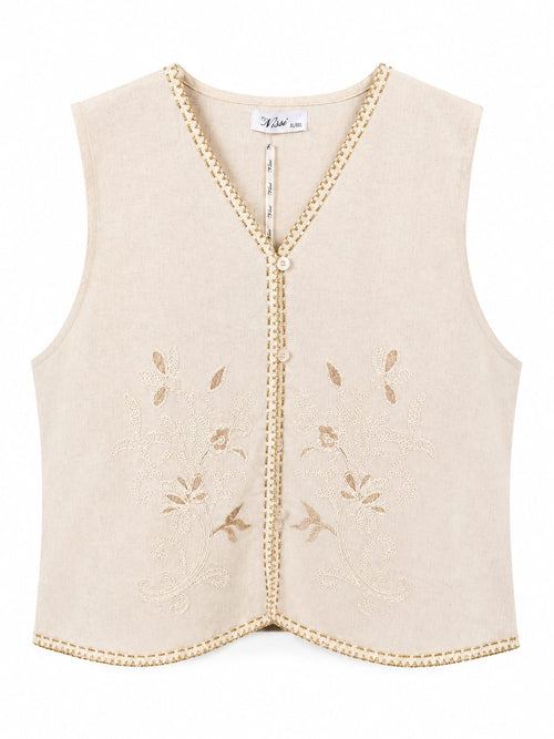 Colete bordado floral Cru