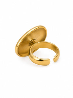 Anel Statement Oval Douré Ajustável
