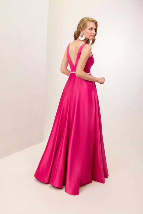 Vestido Cetim com Strass