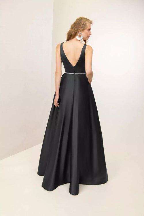 Vestido Cetim com Strass