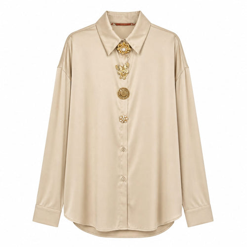 Camisa Acetinada com Botões Joia
