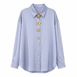Camisa Acetinada com Botões Joia