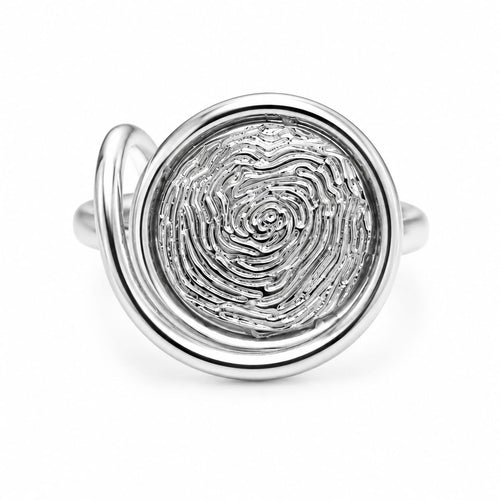 Anel Espiral Disco Texturizado Prateado Ajustável