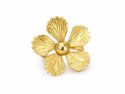 Anel Flor Pétalas Dourado Ajustável