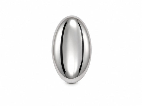 Anel Oval Liso Prateado Ajustável
